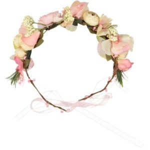 couronne de fleurs roses et blanche cheveux mariage